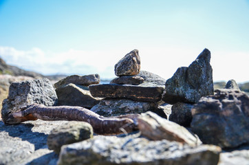 Pile of stones, creative work, Swedish archipelago 