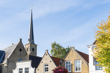 Fototapeta na wymiar houses and church in Oud Beijerlands, The Netherlands