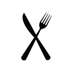Fork and knife flat vector design illustration isolated on white background 