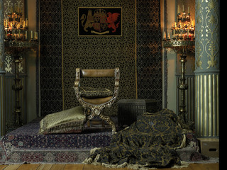 Throne with candelabras