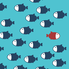 Think differently - Being different, standing out from the crowd -The graphic of fish also represents the concept of individuality , confidence, uniqueness, innovation, creativity.