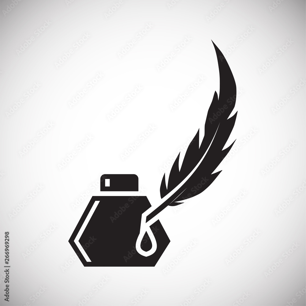Poster feather icon on background for graphic and web design. simple vector sign. internet concept symbol f