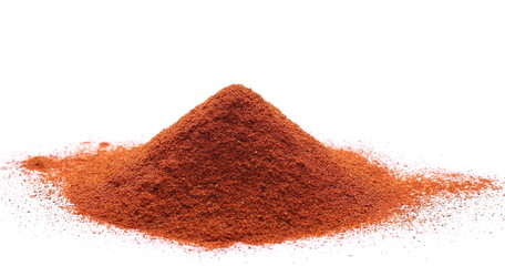 Pile of red paprika powder isolated on white