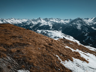 White mountain tops on a sunny day