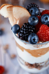 Granola with yogurt pear and berries
