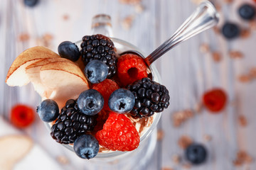 Granola with yogurt pear and berries