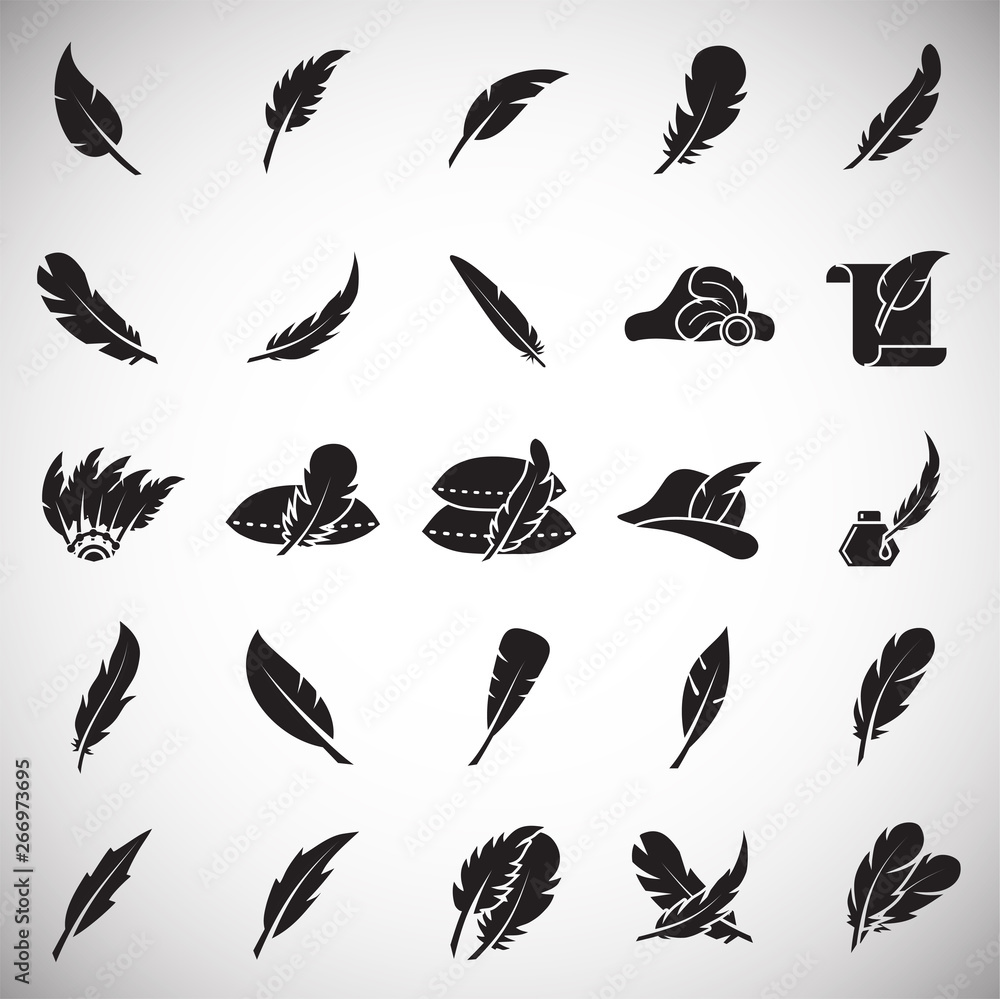 Poster feather icons set on white background for graphic and web design. simple vector sign. internet conce