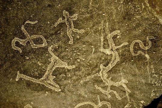 Shamanic rock paintings at Ulytau, Karagandy region of Kazakhstan