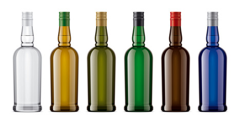 Set of Color Glass Bottles