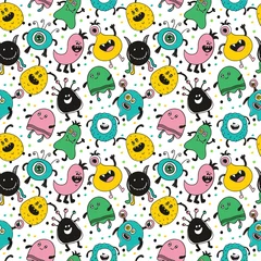 Acrylic prints Monsters Seamless baby pattern with monsters vector illustration.
