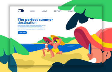 Summer beach vacation landing page template