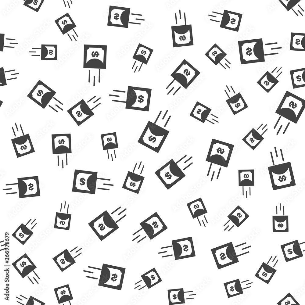 Poster vector icon of the movement of dollar. symbol of fast money endless pattern. vector seamless pattern