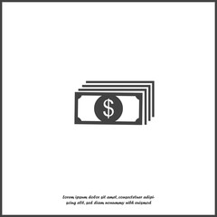 Cash  money icon. Flat image money on white isolated background. Layers grouped for easy editing illustration. For your design.