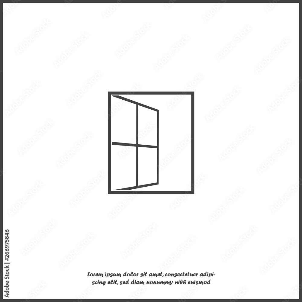 Poster vector open window icon. window wide open on white isolated background.