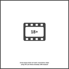 Vector icon film 18+. Age restriction symbol  on white isolated background.