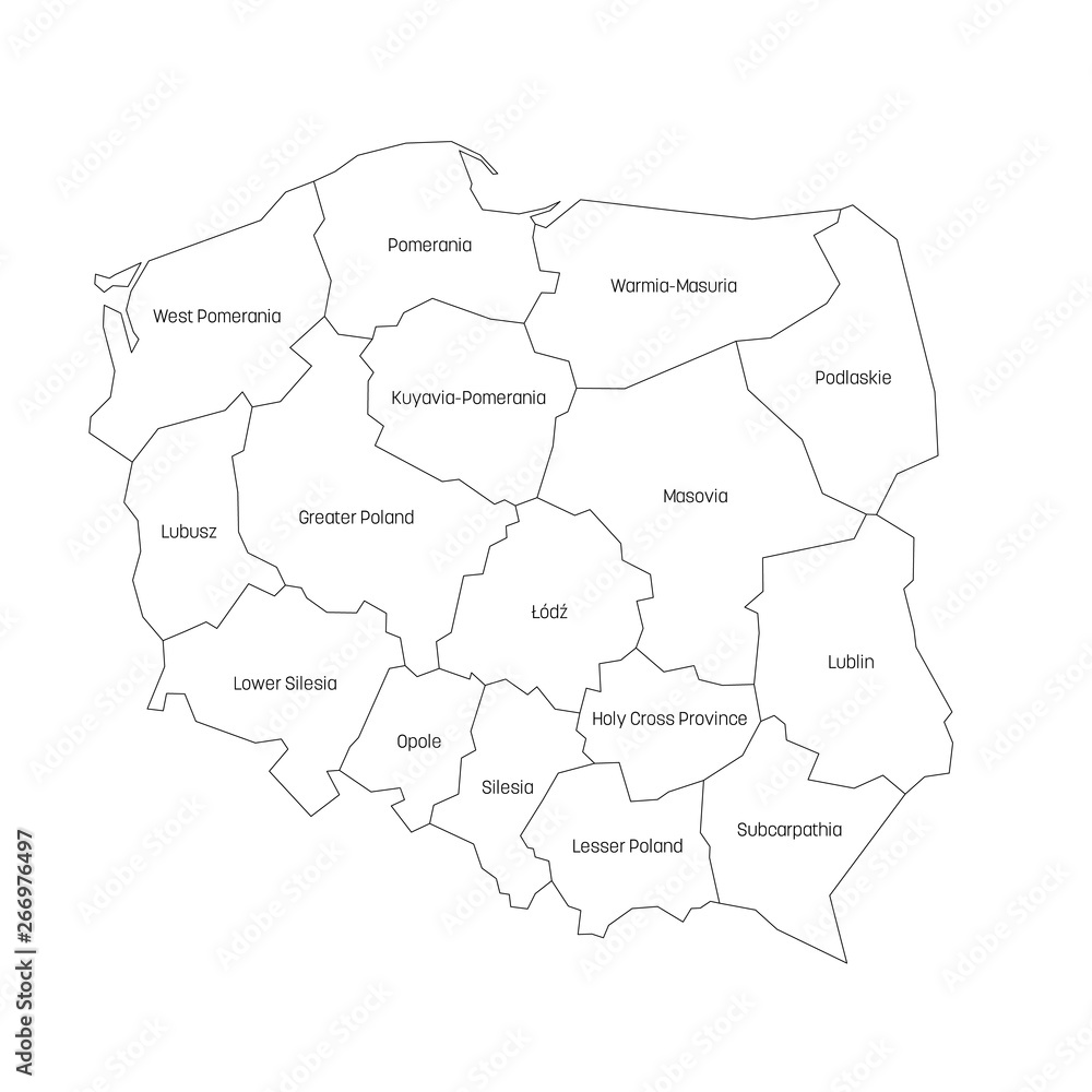 Sticker voivodeships of poland. map of regional country administrative divisions. colorful vector illustrati - Stickers