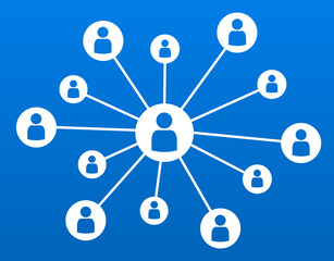 Networking social media concept business communication blue vector illustration
