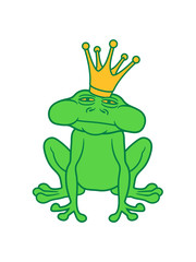 froschkönig frosch märchen prinz krone quak amphibie kröte comic cartoon clipart design lustig cool müde liebe frühling tümpel
