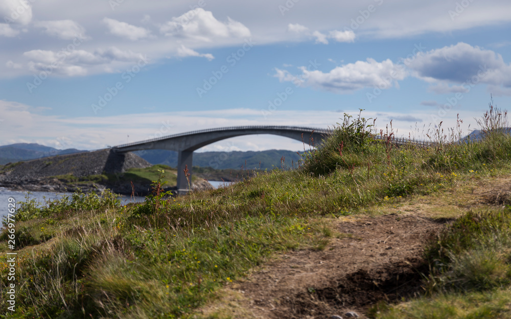 Wall mural bridge of atlantic ocean road and landscape of norwegian coast