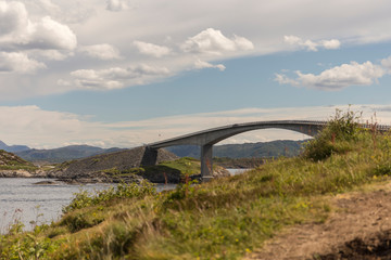 bridge of Atlantic Ocean Road and landscape of norwegian Coast