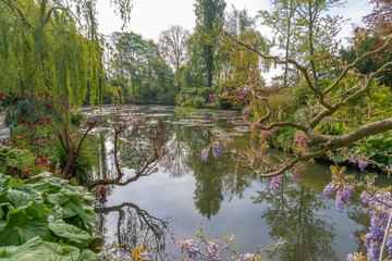 Giverny, France - 05 07 2019: The gardens of Claude Monet in Giverny. The nympheas