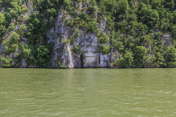 Roman memorial plaque at Danube river ,Tabula Traiana