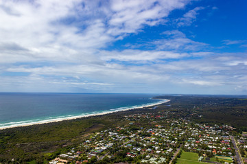 Fototapeta na wymiar aerial view of Wategoes Beach at Byron Bay. The Photo was taken out of a Gyrocopter, Byron Bay, Queensland, Australia