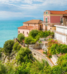 Panoramic view in Agropoli with the sea in the background. Cilento, Campania, southern Italy.