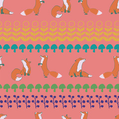 Fototapeta premium fox leaves seamless repeat pattern