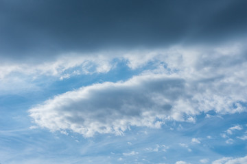 Blue evening sky with picturesque storm clouds. The natural background. Texture.