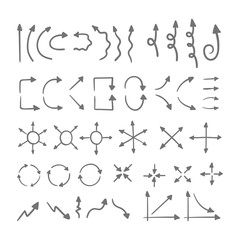 Doodle vector arrows. Hand drawn set.