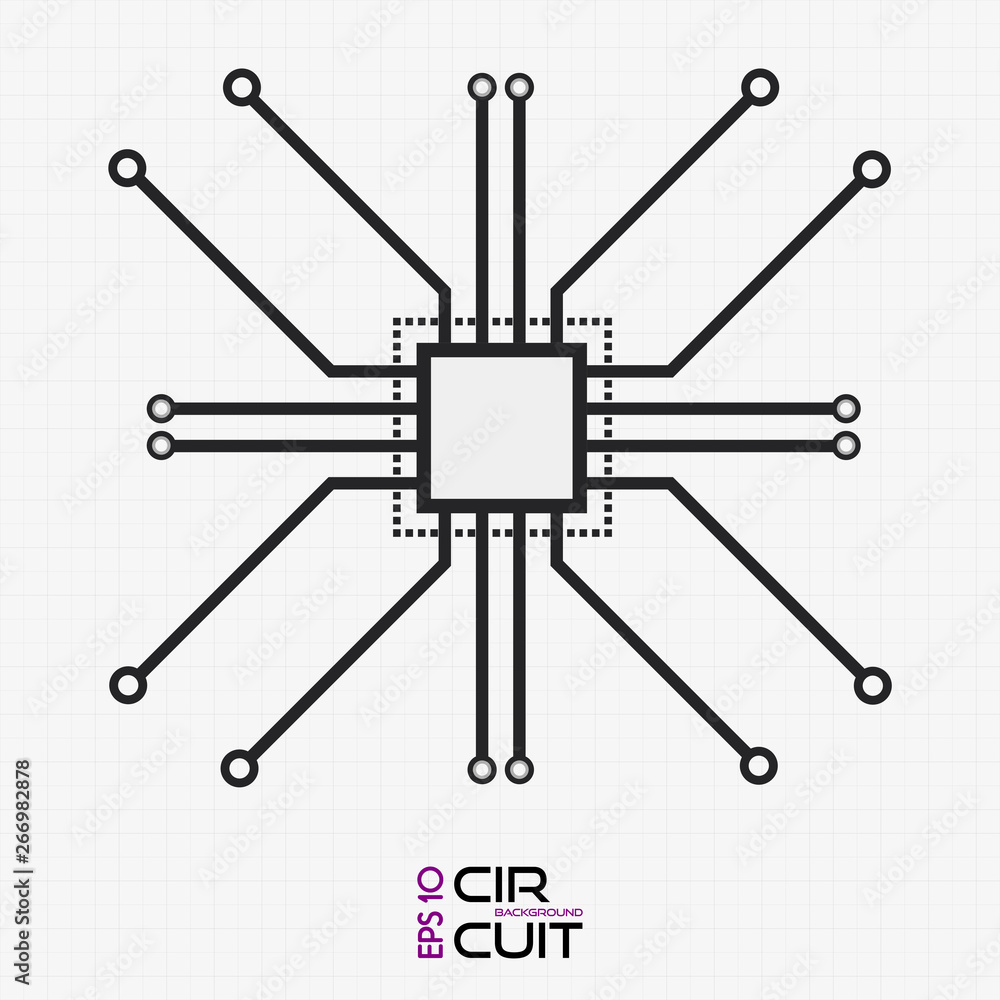 Aufkleber Vector circuit board element. Abstract flat CPU illustration