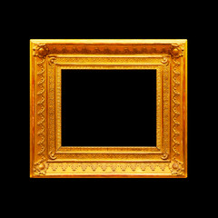 Square gold frame on black background