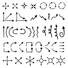 Doodle vector arrows. Hand drawn set.