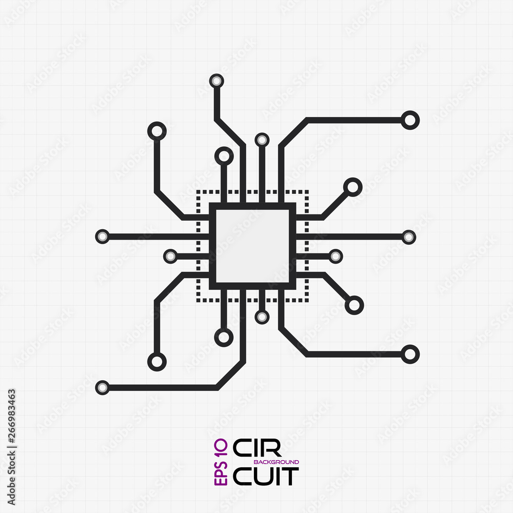 Poster Vector circuit board element. Abstract flat CPU illustration