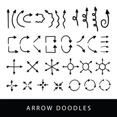 Doodle vector arrows. Hand drawn set.