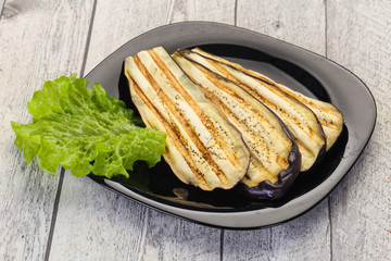 Grilled eggplant in the bowl