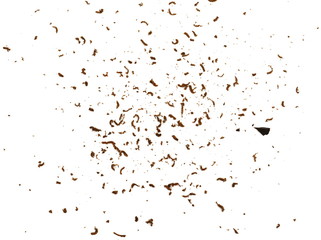 Grated chocolate. Heap of ground chocolate isolated on white background with clipping path, closeup.