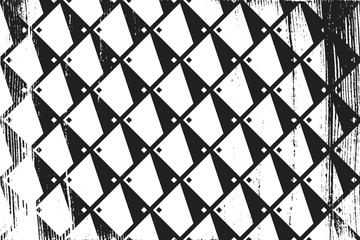 Grunge abstract isometric pattern. Horizontal black and white backdrop.