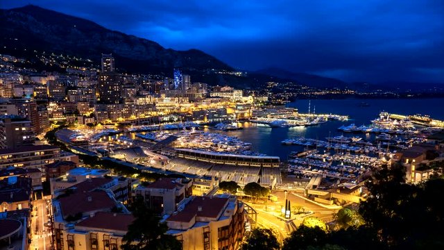 Timelapse of Monaco in the night