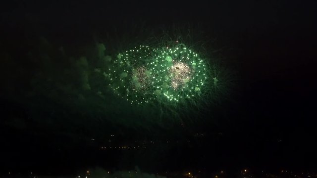 the fireworks in the night sky