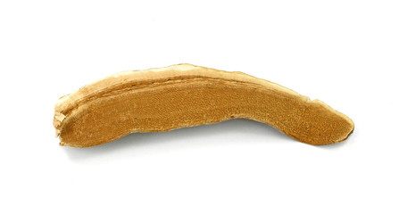 Dried lingzhi mushroom (Also called as Reishi mushroom in Japan, Lingcheu in Thailand, Lingzhi mushroom in China, Ganoderma Lucidum Karst or lacquered mushroom) on white.