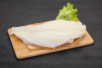 Raw halibut fillet