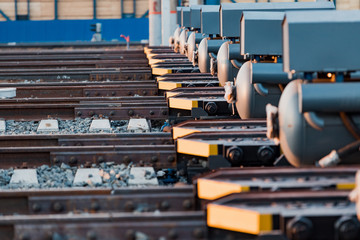 Wagon retarders. Device for slowing down rail cars. Sorting hill. Railway.