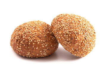 Sesame Seed Rolls on a White Background