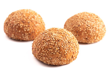 Sesame Seed Rolls on a White Background