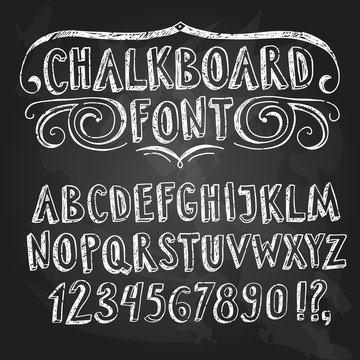 Hand drawn chalkboard font with figures