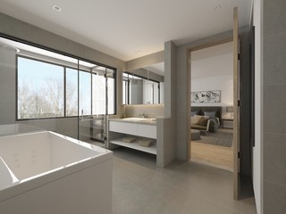 3d render of luxury bathroom