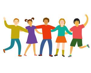 Obraz premium Happy kids hugging each other