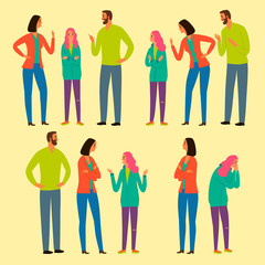 Fototapeta premium Family conflict between parents and a girl teenager set.